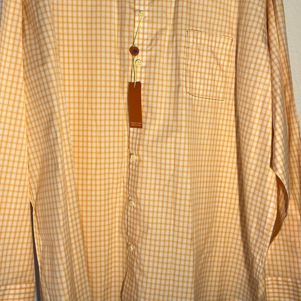 Men’s Egara Orange Checked Print Preppy Button Up Shirt 100% Cotton NWT Size 3X - Picture 3 of 6